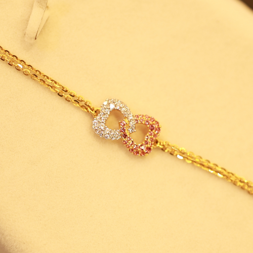 22KT Gold Eternal Bond Dual Heart Bracelet