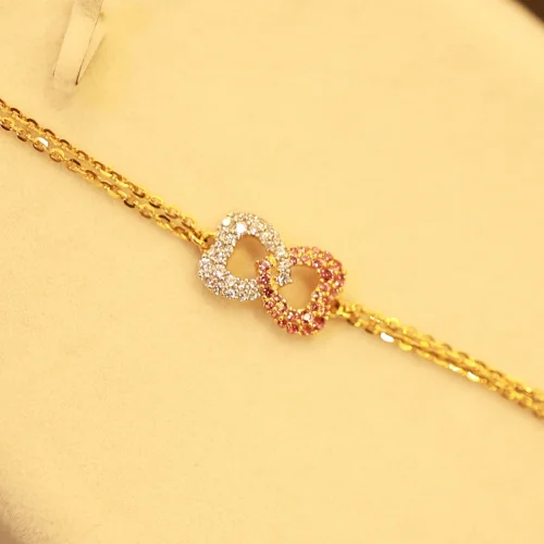 22KT Gold Eternal Bond Dual Heart Bracelet