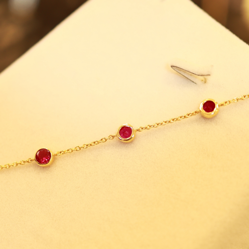22KT Gold Sona Ruby Drop Bracelet