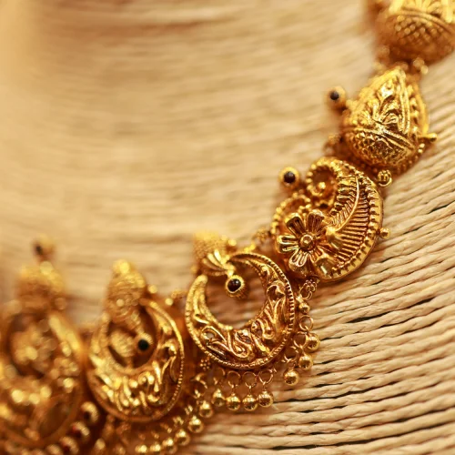 22KT Gold Lakshmi Vilas Temple Necklace