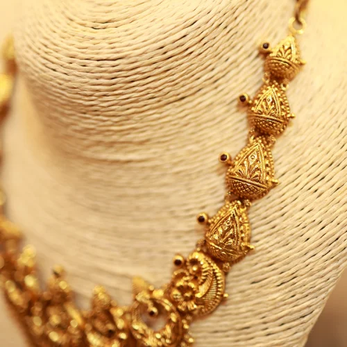 22KT Gold Lakshmi Vilas Temple Necklace