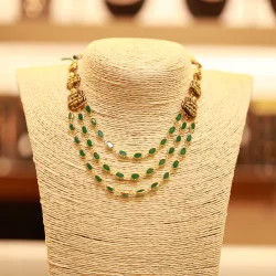 22KT Gold Emerald Cascade Necklace
