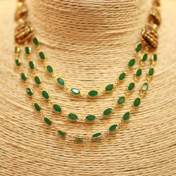 22KT Gold Emerald Cascade Necklace
