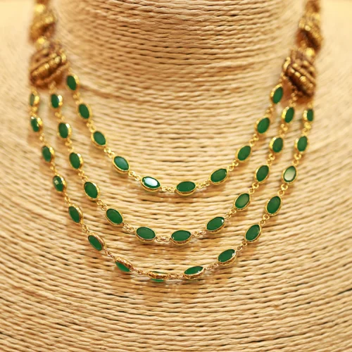 22KT Gold Emerald Cascade Necklace 22KT Gold Emerald Cascade Necklace