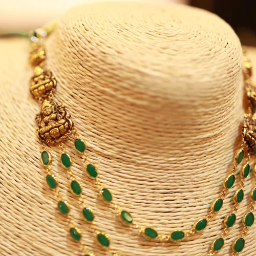 22KT Gold Emerald Cascade Necklace