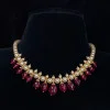 22KT Gold Ruby Swarvsoki Pearls Necklace
