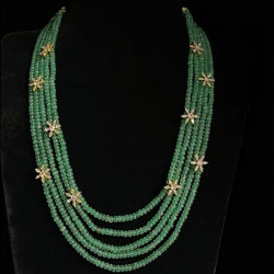 22KT Emeralds Swarovski Flower Czs Layer Chain
