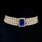 22KT Gold Blue Sapphire With Swarovski Pearls Choker
