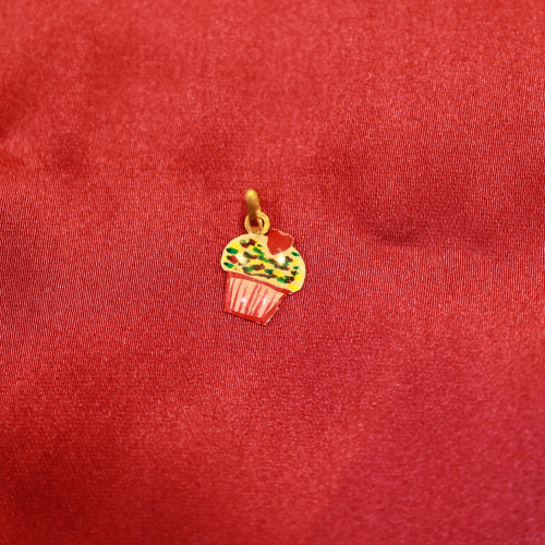18KT Gold Cupcake Charm Enamel Pendant 18KT Gold Cupcake Charm Enamel Pendant