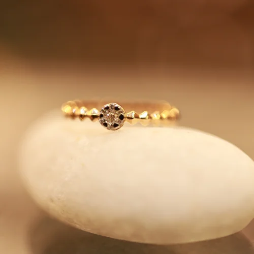 Celeste Dots – 18KT Gold Textured Band Ring Celeste Dots – 18KT Gold Textured Band Ring