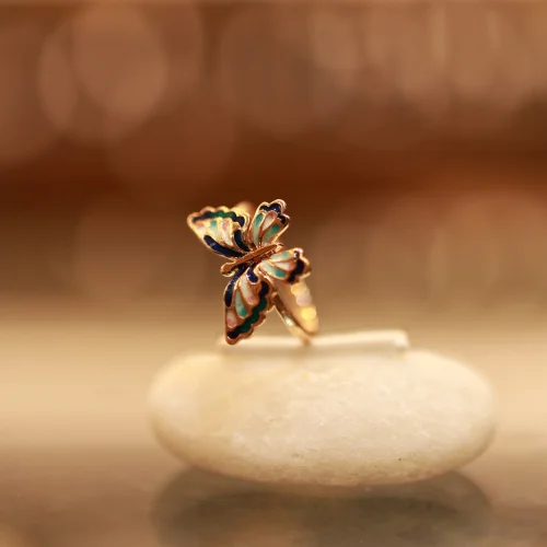 18KT Gold Enamel Butterfly Ring