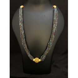22KT Gold Crystal Beads Mala Single Golden Ball
