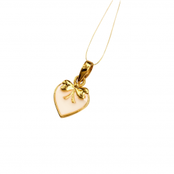 22KT Gold Breast Milk  Heart With Bow Pendant