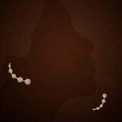 22KT Gold CZ Stone Ear Cuff Earring