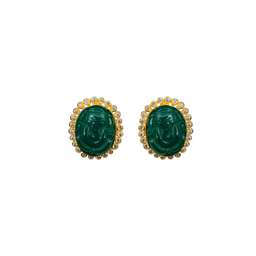 22KT Gold Emerald Ganesha Earring
