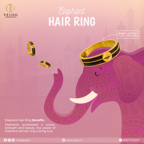22KT Gold Elephant Hair Ring