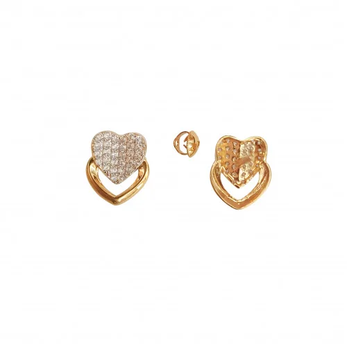 14K Yellow gold earrings – heart-shaped contour, clear zircons | Jewellery  Eshop EU