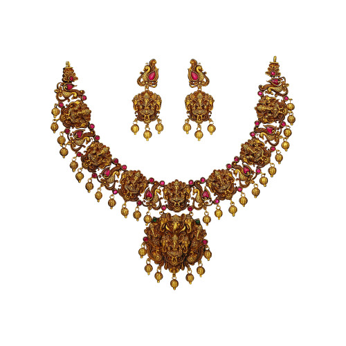 22KT Gold Antique necklace and Earrings