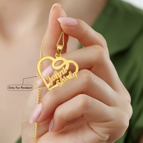 22KT Gold heart shaped name pendant