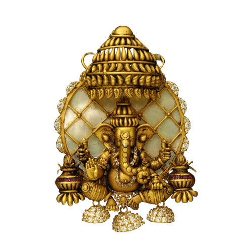 22KT Gold Antique Ganesha Pendant
