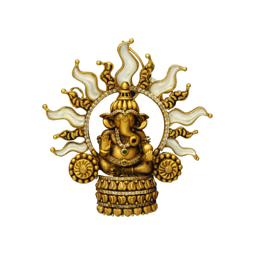 22KT Gold Mother OF Pearl Ganesha Pendant
