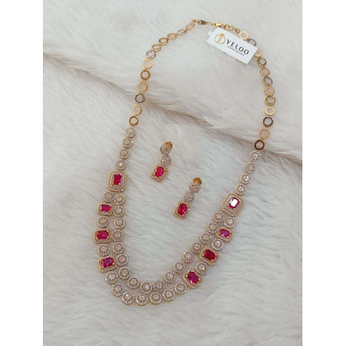 18KT Gold Semi Precious Ruby Stone Necklace