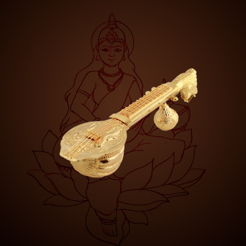 925 Silver Veena (Gold Polished Open Type)