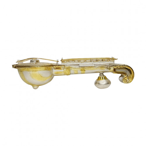 925 Silver Veena 464 Grams (Gold Polished Open Type)