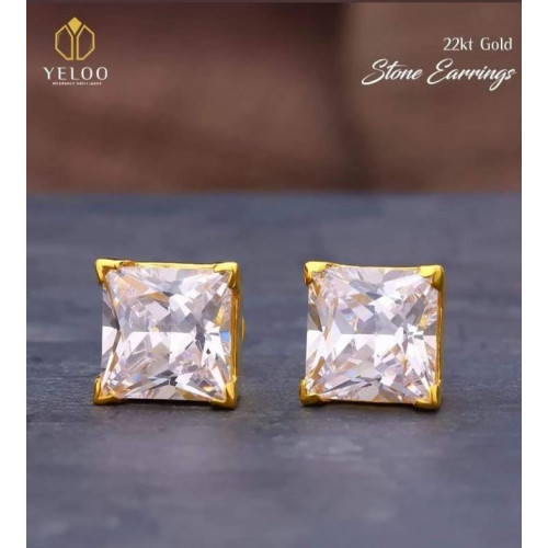 22KT Gold White Stone Earring