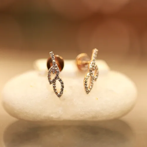  18KT Gold Whisper –Leaf-Inspired Stud Earrings