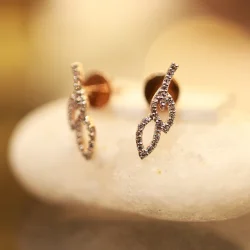  18KT Gold Whisper –Leaf-Inspired Stud Earrings
