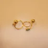 18 KT Gold Emerald Twist Stud Earrings