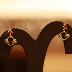 22KT Gold Aarvika Ruby Bloom Drop Earrings