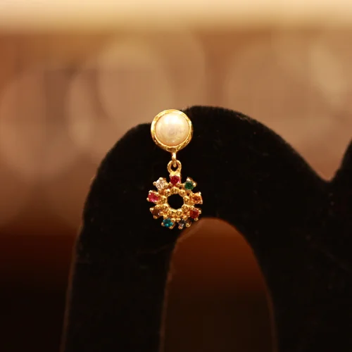 22KT Gold Pearl Radiance Rainbow Studs