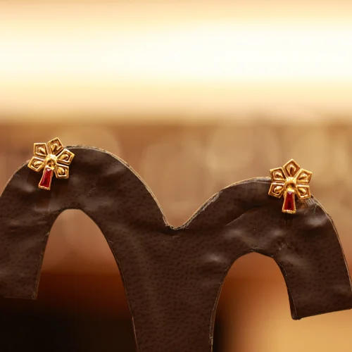 22KT Gold Zarina Ruby Bloom Studs