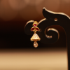 22KT Gold Nayra Bell Drop Earring with Ruby Accents