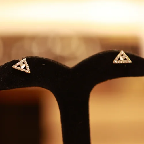 22KT  Gold Auric Prism Geometric  Studs