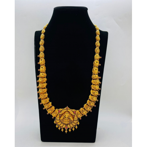 22 KT Women Antique Lakshmi Peacock Legacy Long Necklace WALN02