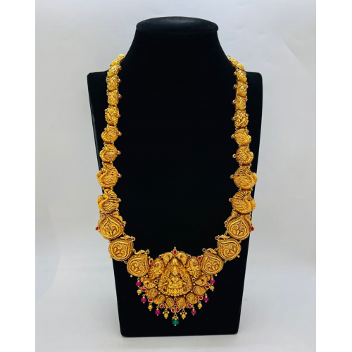 22 KT Women Antique Vintage Lakshmi Peacock Grace Long Necklace WALN05