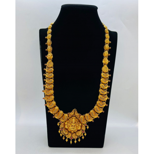 22 KT Women Antique Timeless Lakshmi Mango Leafy Long Necklace WALN06 