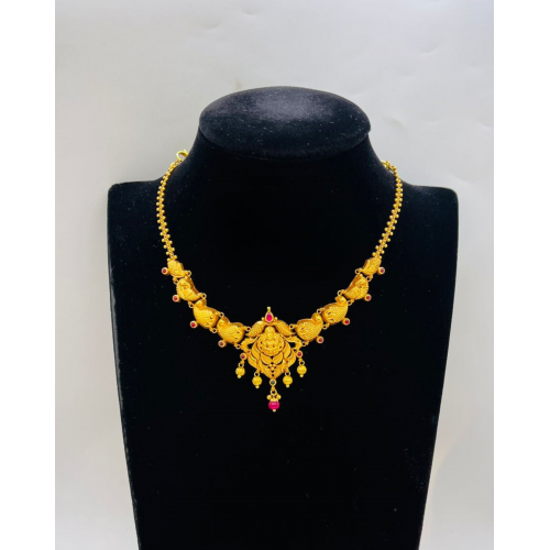 22KT GOLD LAKSHM MANGO DESIGN SHORT ANTIQUE NECKLACE 