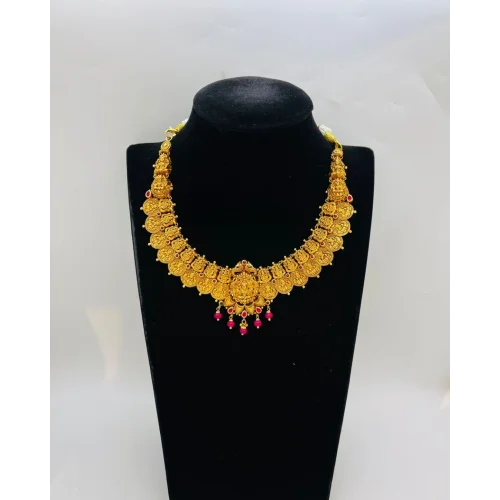 22 KT Women Antique Ashtalakshmi Coin Cascade Necklace WAN043 22 KT Women Antique Ashtalakshmi Coin Cascade Necklace WAN043