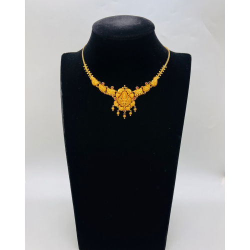 22KT GOLD LAKSHMI MANGO DESIGN SHORT ANTIQUE NECKLACE 