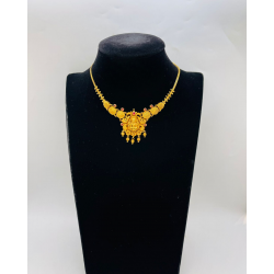 22KT GOLD LAKSHMI LEAF DESIGN SHORT ANTIQUE NECKLACE  22KT GOLD LAKSHMI LEAF DESIGN SHORT ANTIQUE NECKLACE