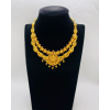 22KT GOLD LAKSHMI DOUBLE LAYER SHORT ANTIQUE NECKLACE WITH GOLD BEADS 