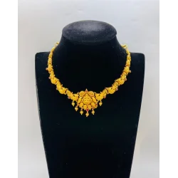 22KT GOLD LAKSHMI PEACOCK DESIGN SHORT ANTIQUE NECKLACE 