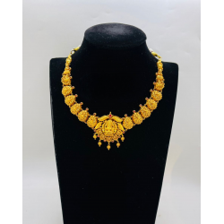 22KT GOLD LAKSHMI PEACOCK DESIGN SHORT ANTIQUE NECKLACE  22KT GOLD LAKSHMI PEACOCK DESIGN SHORT ANTIQUE NECKLACE