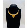 22KT GOLD LAKSHMI ENCHANTED LEAF ADORNMENT SHORT ANTIQUE NECKLACE 