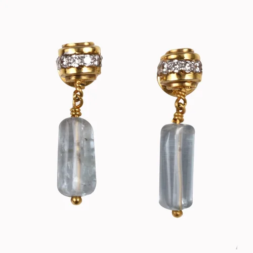 Buy Crunchy Fashion Luxuria Sparkling Blue Sapphire Stone Long Drop-Earrings  for Women Online