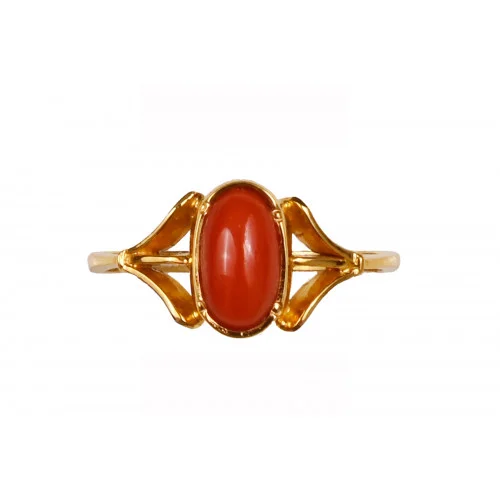 22K Gold Women's Ring With Coral - CUSTOMIZED - 235-GR4476 in 6.000 Grams